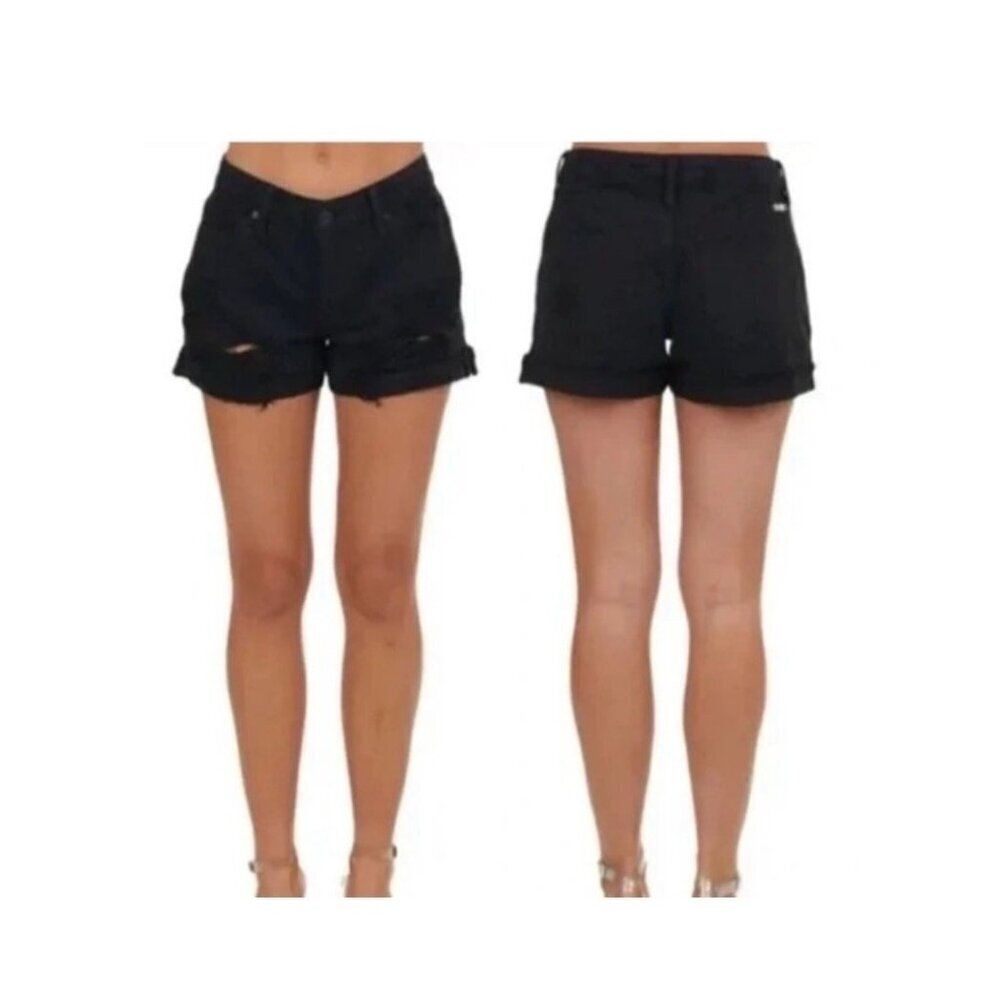 KanCan Black Distressed Cuffed Denim Jean Shorts {KC6036BK} Size 11/29